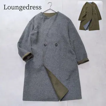 새상품급 Loungedress 울 혼방 리버 코트 2way 고급 배색