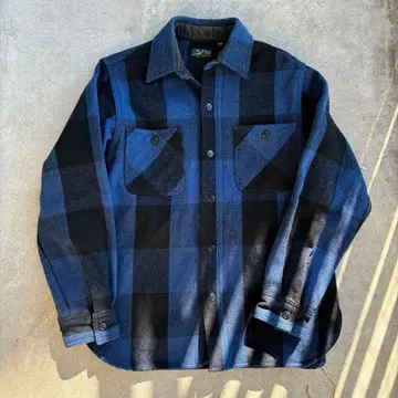 레어 SUGAR CANE 플란넬 셔츠 네이비/블랙 M 두꺼운 원단