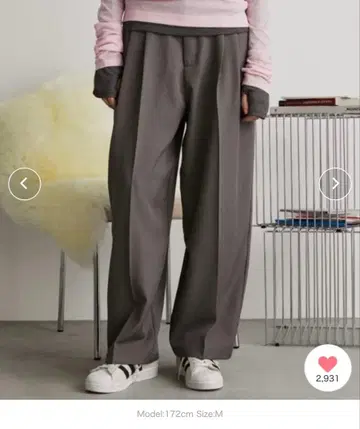 Auntie Rosa Holiday 투 턱 와이드 슬랙스 팬츠