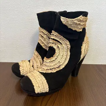 치에미하라 프릴 장식 디자인 힐 부츠 38 구제 의류