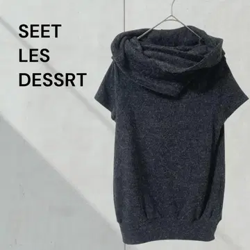 시트루즈 디저트 니트 스웨터 후드 반팔 울 혼방 겨울