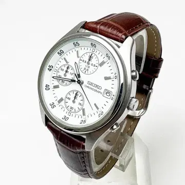 SEIKO 1/10초 크로노그래프 손목시계 화이트 V657 세이코