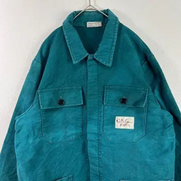 80s 빈티지 몰스킨 유로 워크 자켓 그린 짧은 기장