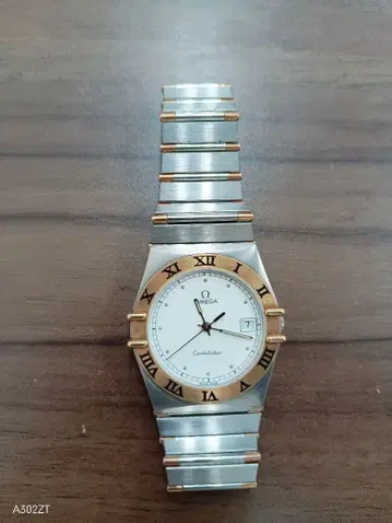 작동 OMEGA 콘스텔레이션 쿼츠 손목시계 실버/골드