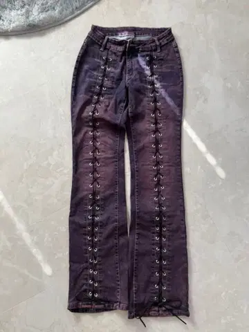 보라색 로우라이즈 레이스업 부츠컷 데님 y2k archive