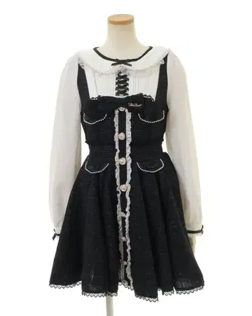 미사용 새상품 LIZLISA 리본 트위드 서큘러 원피스