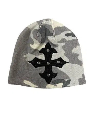 Camouflage Cross Leather Patch Beanie