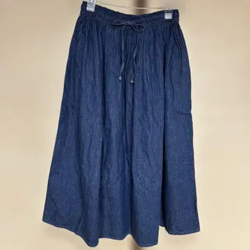 Shopsor slow 오어슬로우 데님 개더 롱 스커트 허리밴딩