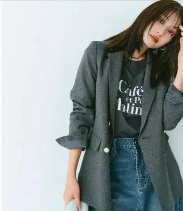 OPAQUE.CLIP 스트레치 더블 레스트 테일러드 자켓 M 골드 버튼