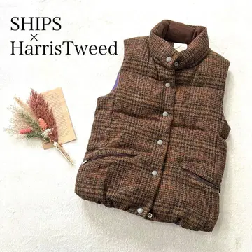 [ 쉽스 x 해리스 트위드 ] 다운 베스트 울 100% 페더베드 별주