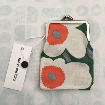 미사용 새상품 마리메꼬 가마구치 우니코 그린 오렌지 파우치