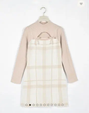 An MILLE 프론트 오픈 체크 니트 원피스