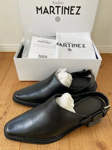Souliers Martinez 가죽 스트랩 뮬 블랙 38