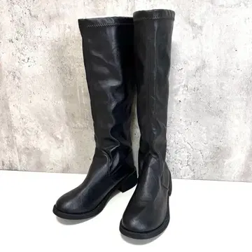 새상품급 롱 부츠 블랙 25cm 백지퍼 속기모 따뜻한 방한