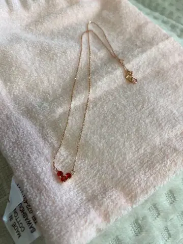 s925 하트 모양 빨간색 보석 핑크 골드 색상 목걸이
