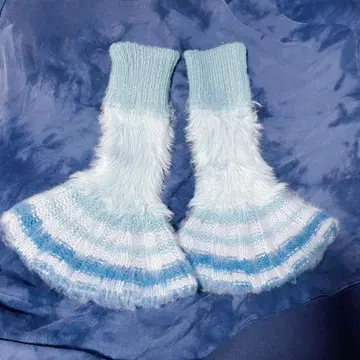 아노짱 hell blau 스카이블루 플레어 디자인 레그 워머