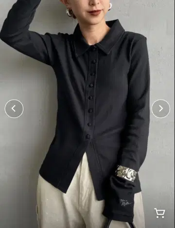 [MILLER] 별주 패널 리브 폴로 가디건 블랙