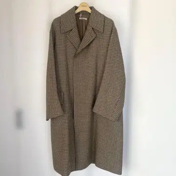 AURALEE 건클럽 체크 스텐카라 코트