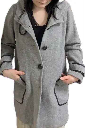 두클라쎄 충전솜 다운 x 울 후드 부착 코트 그레이 M