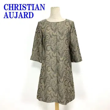 크리스찬 오자르 7부 소매 원피스 베이지 폴리에스테르 9 C4108