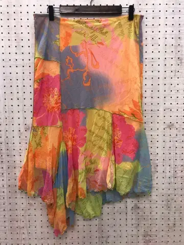 00's Y2K 유로 수입 구제 의류 비대칭 시어 스커트