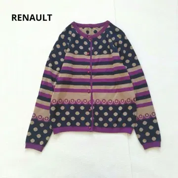 RENAULT 르노 도트 무늬 스트라이프 니트 가디건 컬러풀 9호