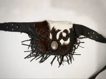 천연 가죽 웨스트 파우치 퍼 콘초 스터드 페어리 그런지