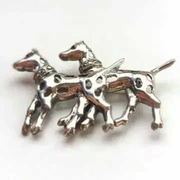 쌍둥이 강아지 실버 925 자수정 브로치