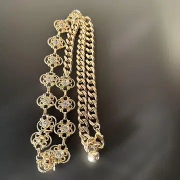 빈티지 골드톤 크리스탈 벨트 체인 벨트