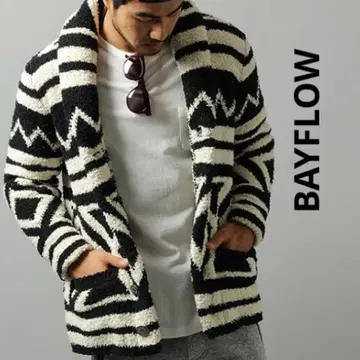 BAYFLOW 네이티브 무늬 오르테가 버튼 보아 자켓