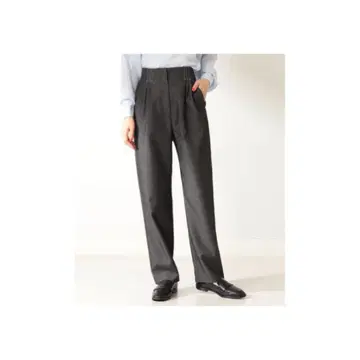 Demi-Luxe BEAMS 샴브레이 테이퍼드 팬츠 턱 그레이