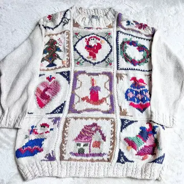 미국 빈티지 의류 크리스마스 패턴 스웨터 L