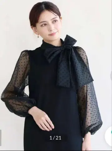 [새상품] 9호 FENNEL NORITAKE 도트 플로키 리본 원피스