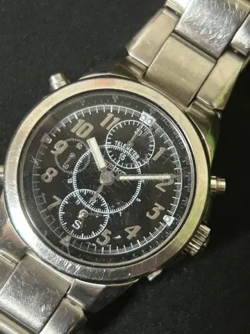 SEIKO 크로노그래프 손목시계 쿼츠 블랙 작동 중