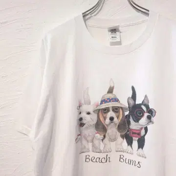 90년대 아이묭 착용 모델 강아지 3마리 티셔츠 양면 프린트 애니멀