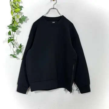 유니클로 띠어리 콜라보 사이드 지퍼 맨투맨 풀오버 M 블랙