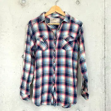 새상품급 도로시 DRWCYS 셔츠 블라우스 롱 체크 긴팔 핑크