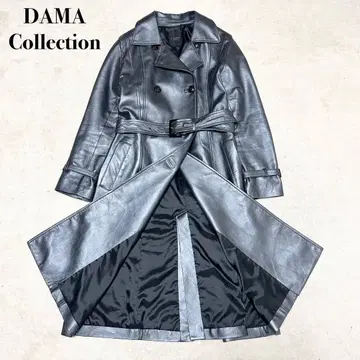 컨디션 최상 다마 컬렉션 가죽 트렌치코트 램 가죽 메탈릭 실버