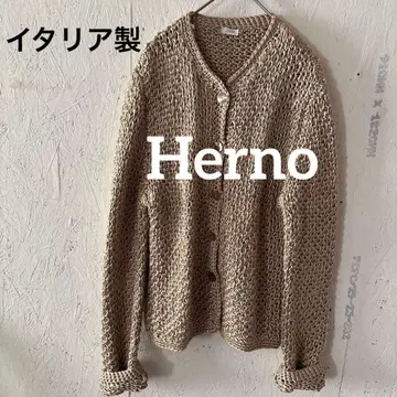 새상품급 Herno 베이지 긴팔 가디건 실크 골드 베이지