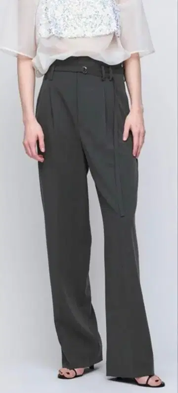 AEWEN MATOPH 하이 웨이스트 벨트 팬츠 그레이 38