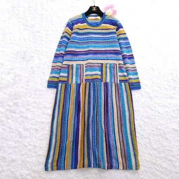 MORIOKA SACHIKO 니트 롱 원피스 울 코튼 긴팔