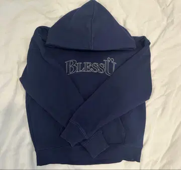 BlessU 네이비 후드 부착 후드티