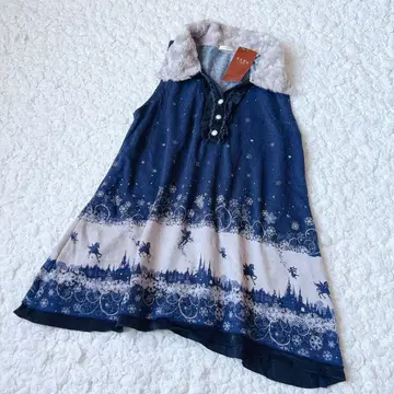 [ 미사용품 ] 퍼 카라 부착 슬리브리스 니트 페어리 그런지 발레코어