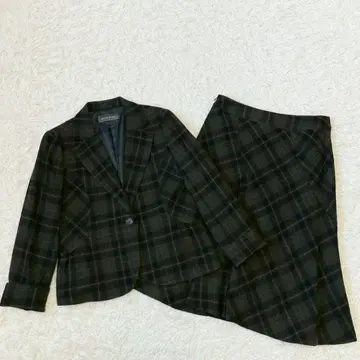 이탈리아제 원단 빅 사이즈 체크 울 스커트 셋업