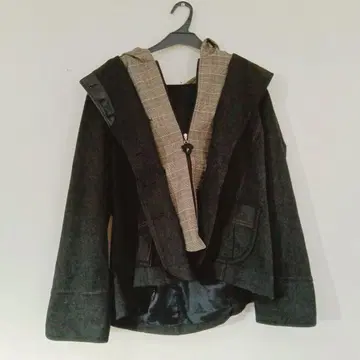 후드 부착 자켓 이소재 절개 L 프리