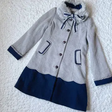 바이컬러 퍼 카라 부착 코트 페어리 그런지 y2k coquette