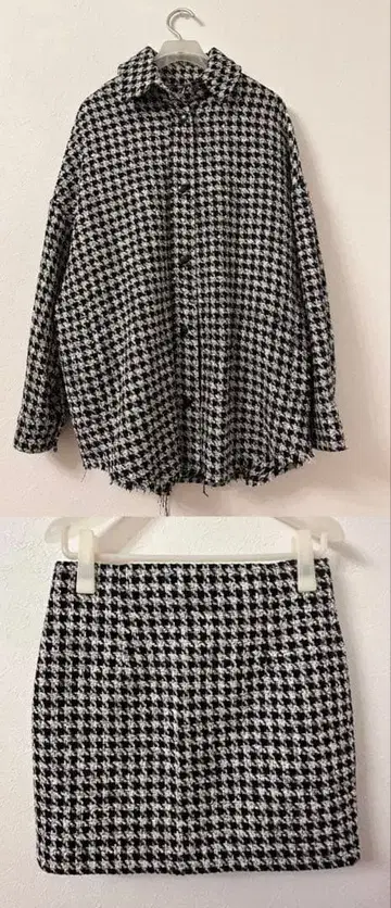 ZARA 자라 하운드투스 체크 자켓 미니 스커트 세트