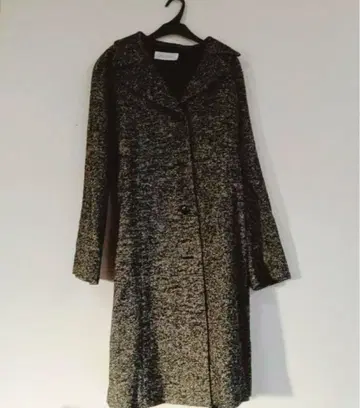 세치카 트위드풍 롱 코트 화이트 블랙