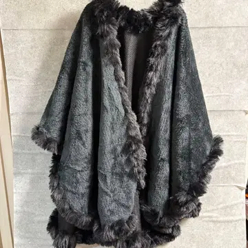 퍼 케이프 판초 블랙 망토