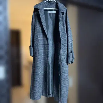 MidiUmi 체크 무늬 롱 코트 그레이 계열